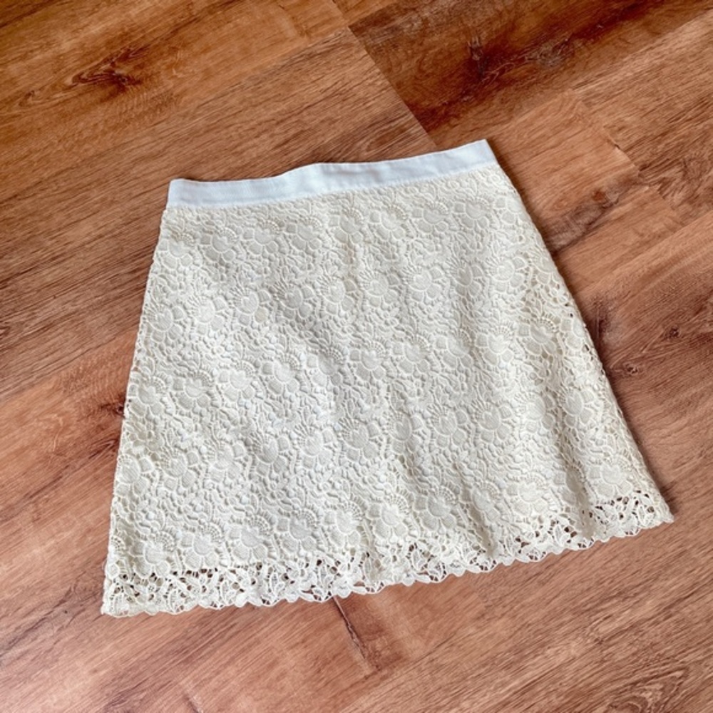 Loft womens‎ floral lace crochet style skirt size 6 cotton y2k twee